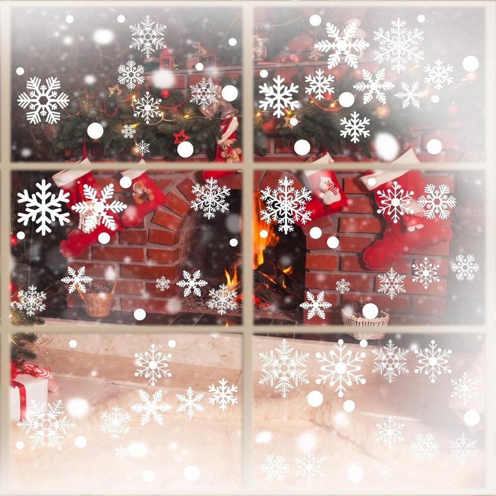 321PCS Snowflake Window Clings for Glass Windows, 9 Sheets Christmas Window‎